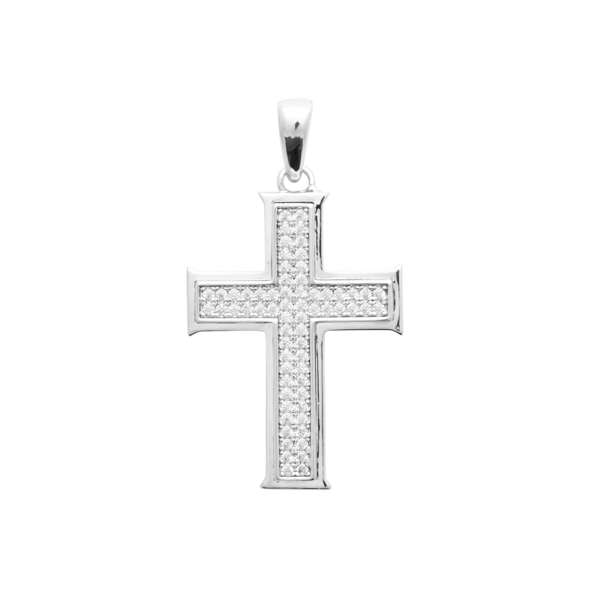 Pendentif croix pavée de zircons en argent 925
