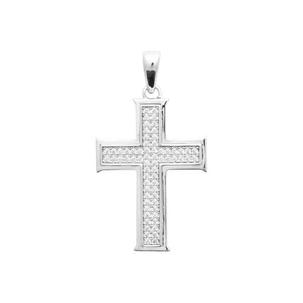 Pendentif croix pavée de zircons en argent 925