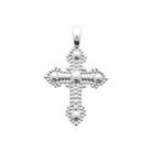Pendentif croix perlée à boules en argent rhodié