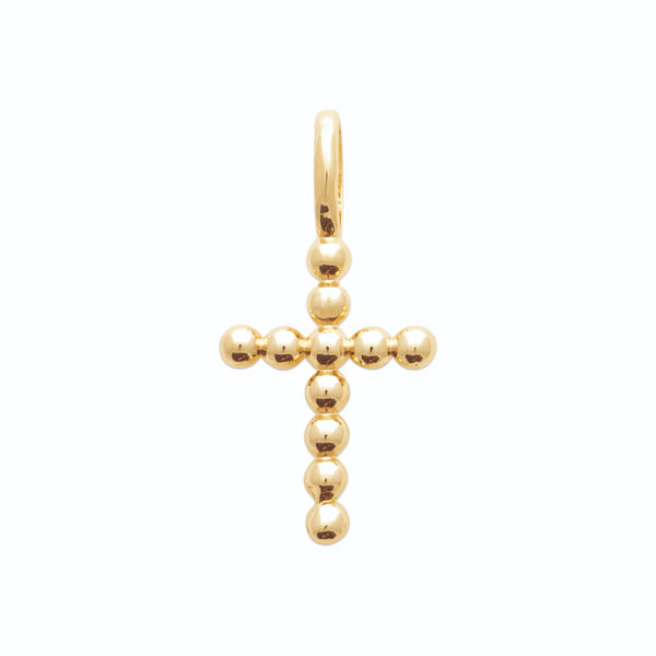 Pendentif croix perlée en plaqué or