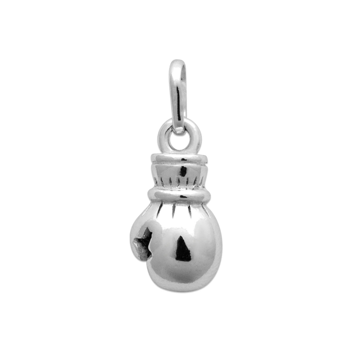 Pendentif gant de boxe en argent rhodié vu de profil