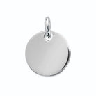 Pendentif grande médaille ronde lisse en argent rhodié