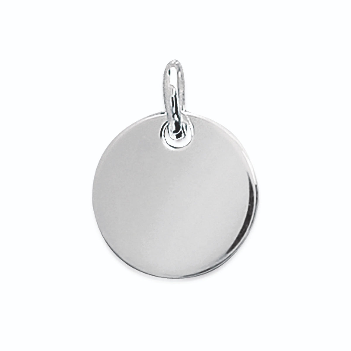 Pendentif grande médaille ronde lisse en argent rhodié