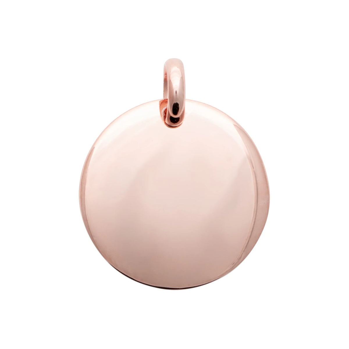 Pendentif grande médaille ronde lisse en plaqué or rose