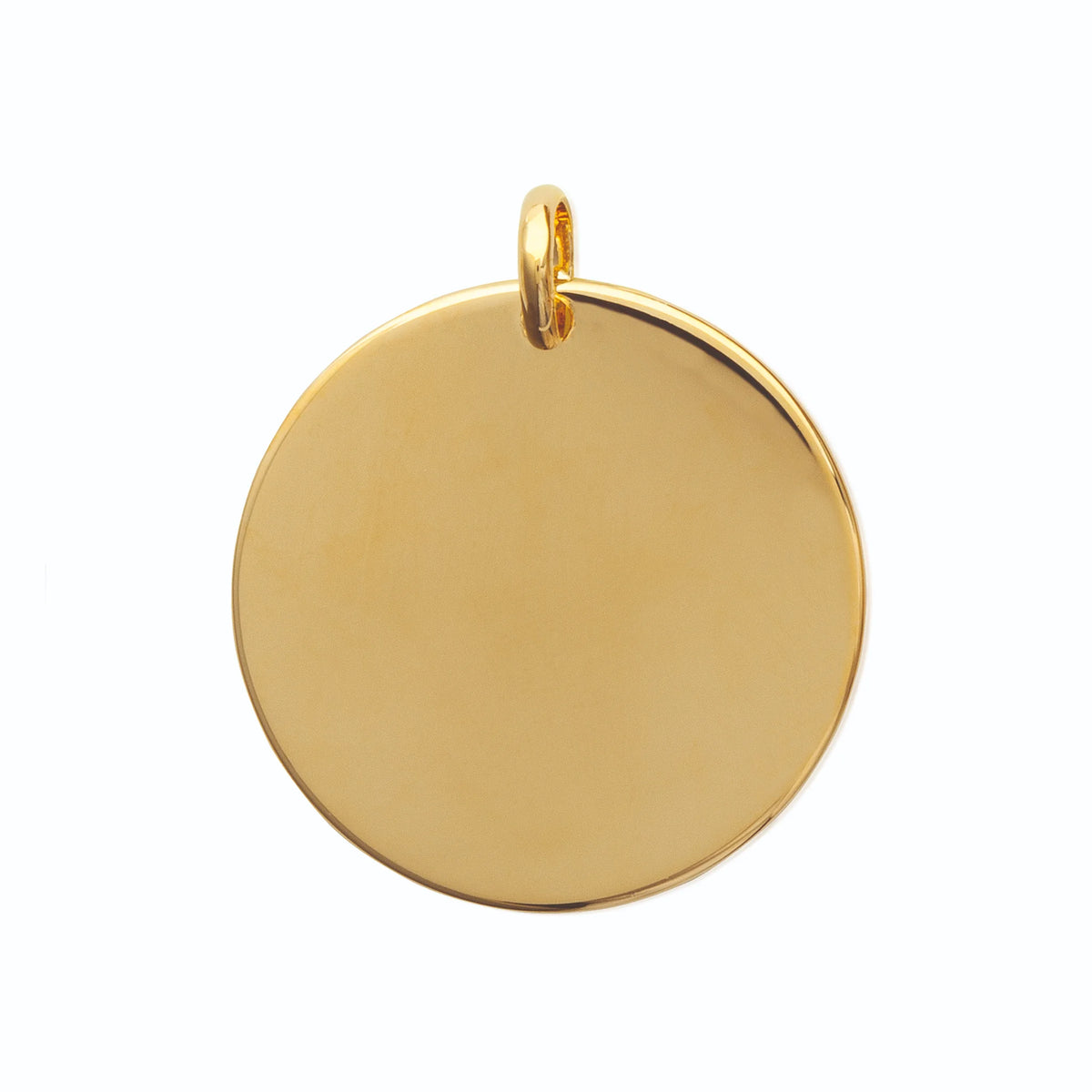Pendentif grande médaille ronde lisse en plaqué or
