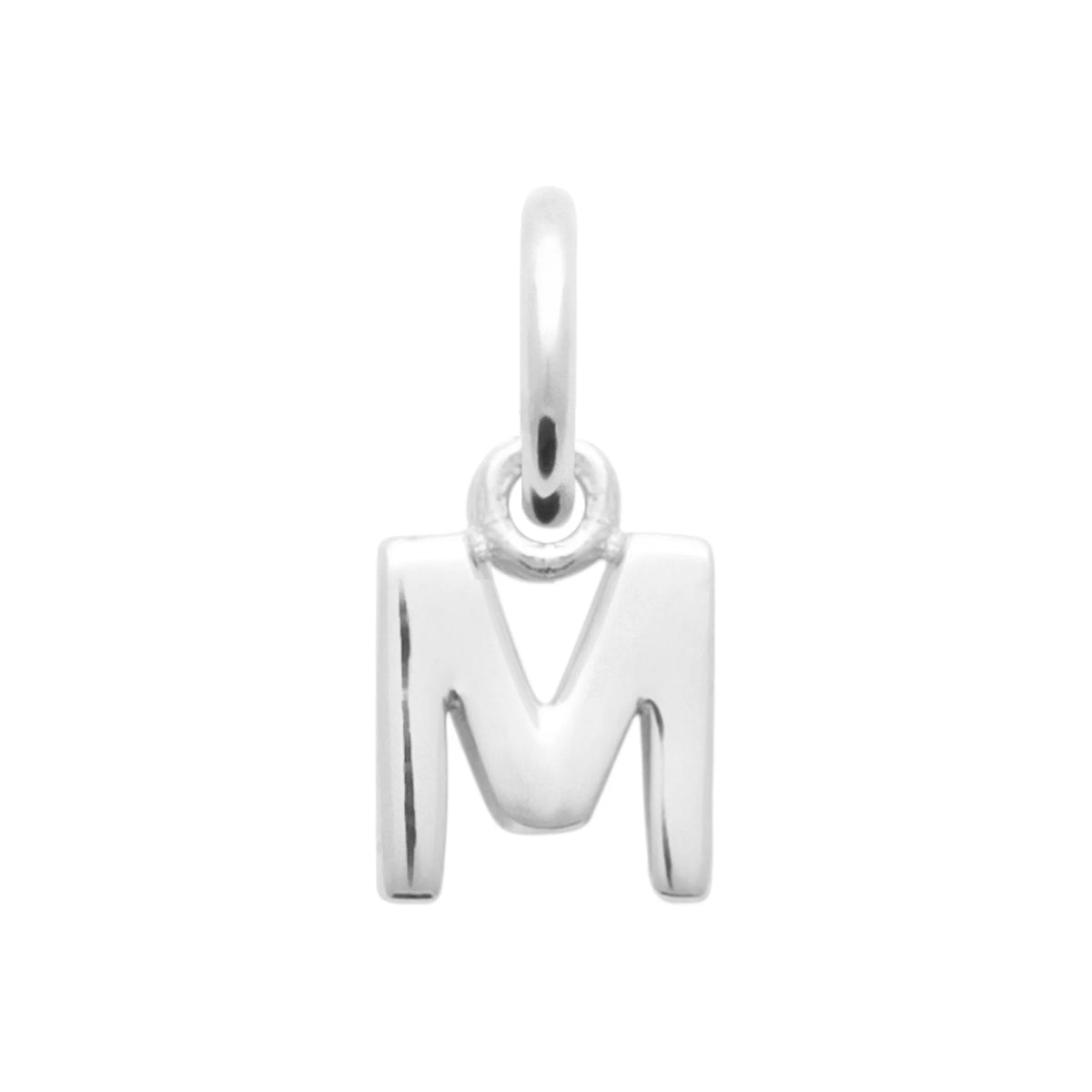 Pendentif initiale en argent rhodié : lettre M