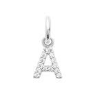 Pendentif initiale sertie de zircons en argent rhodié : lettre A