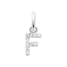 Pendentif initiale sertie de zircons en argent rhodié : lettre F