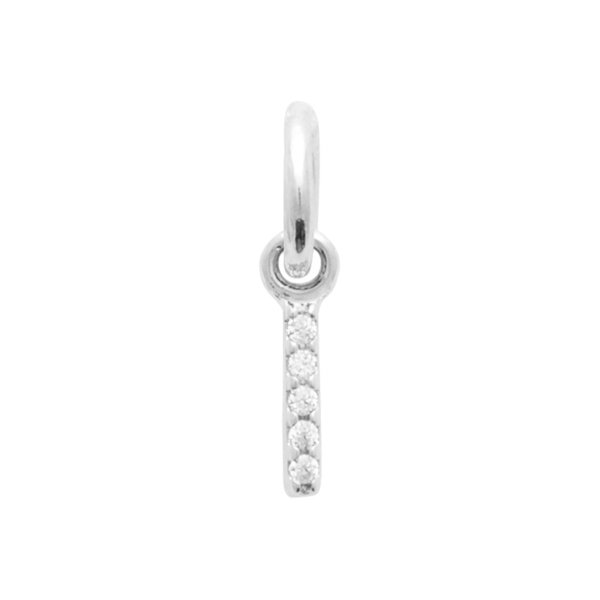 Pendentif initiale sertie de zircons en argent rhodié : lettre I