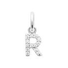 Pendentif initiale sertie de zircons en argent rhodié : lettre R