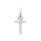 Pendentif initiale sertie de zircons en argent rhodié : lettre T