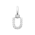 Pendentif initiale sertie de zircons en argent rhodié : lettre U