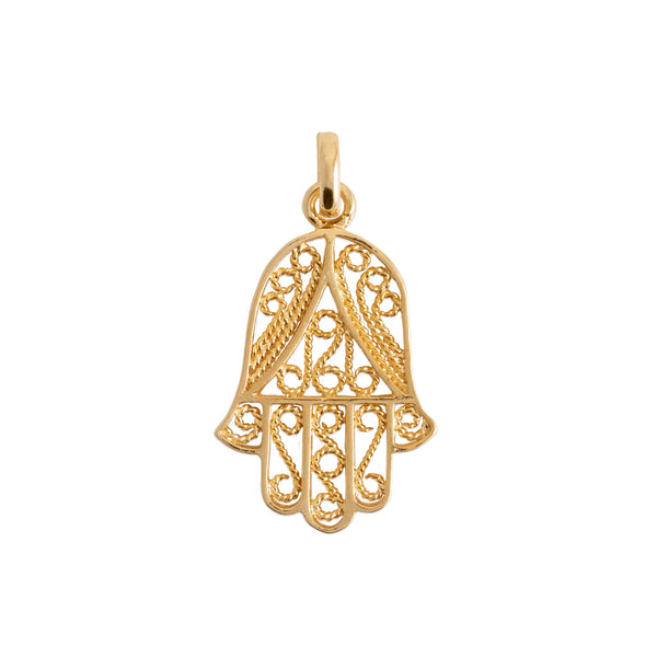 Pendentif main de Fatma filigranée en plaqué or