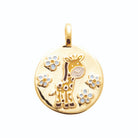 Pendentif médaille girafe enfant en plaqué or