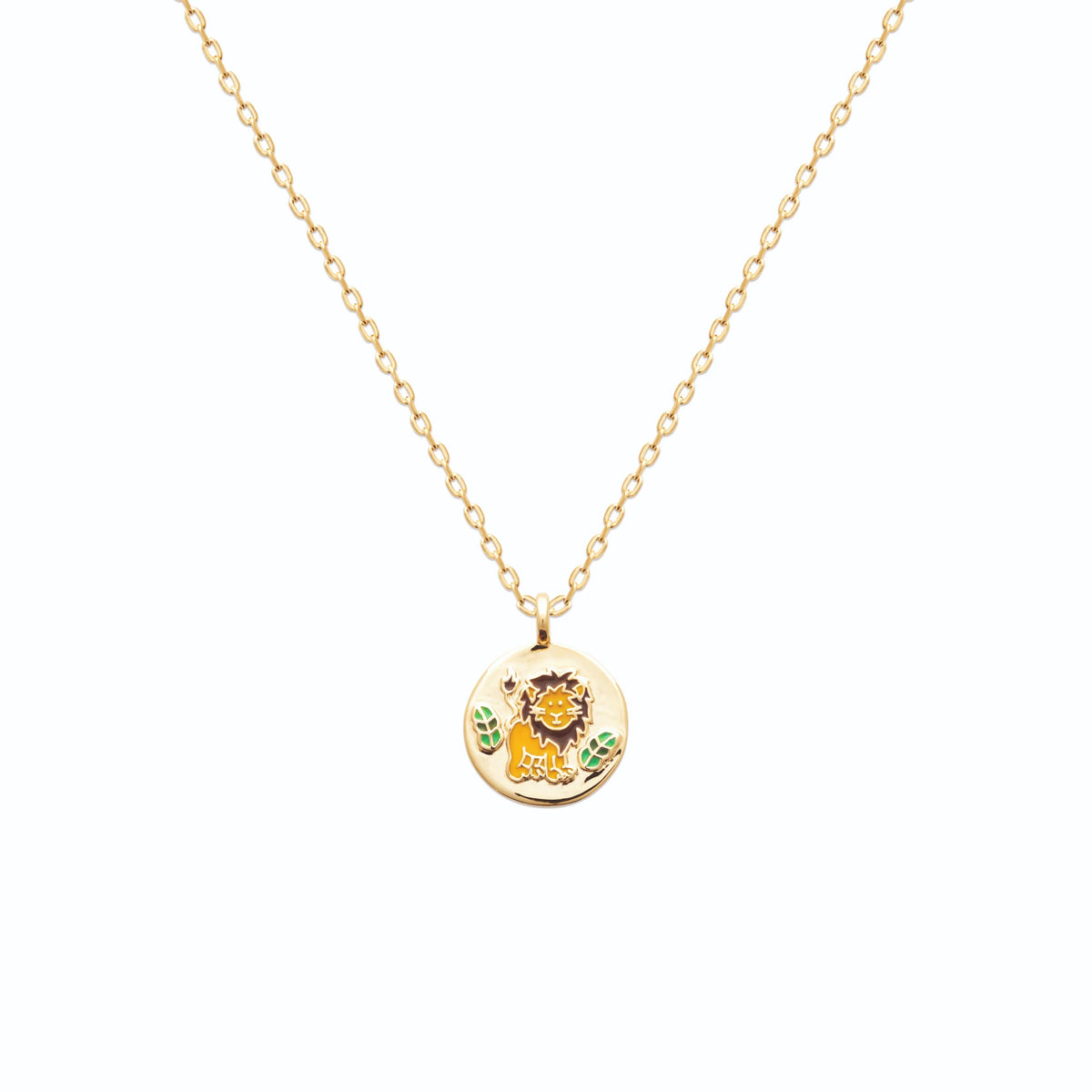 Pendentif médaille lion enfant en plaqué or