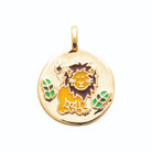 Pendentif médaille lion enfant en plaqué or