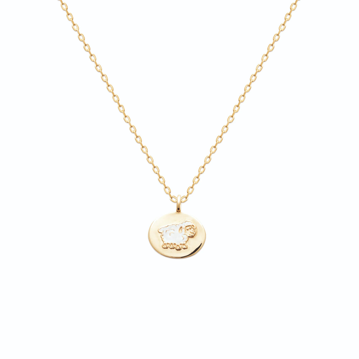 Pendentif médaille mouton enfant en plaqué or