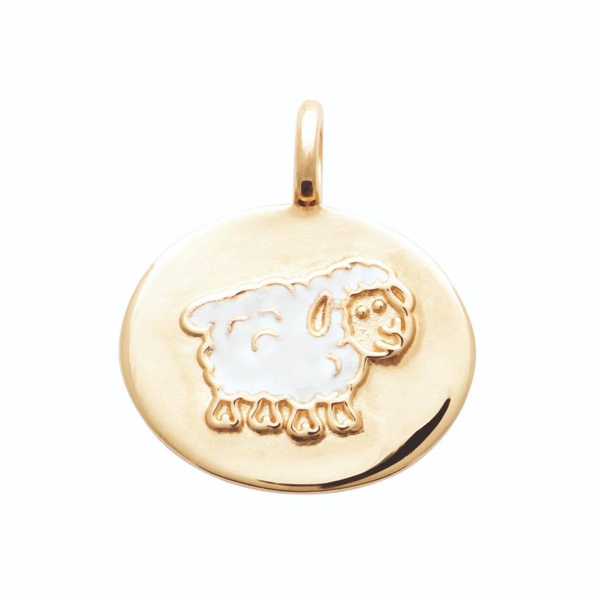 Pendentif médaille mouton enfant en plaqué or
