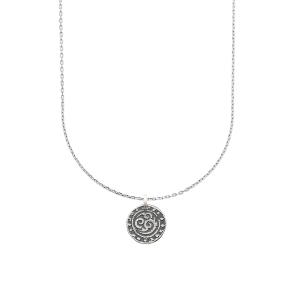 Pendentif médaille ronde à spirales en argent 925, autre vue