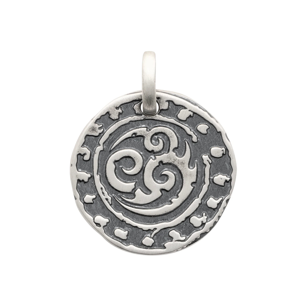 Pendentif médaille ronde à spirales en argent 925