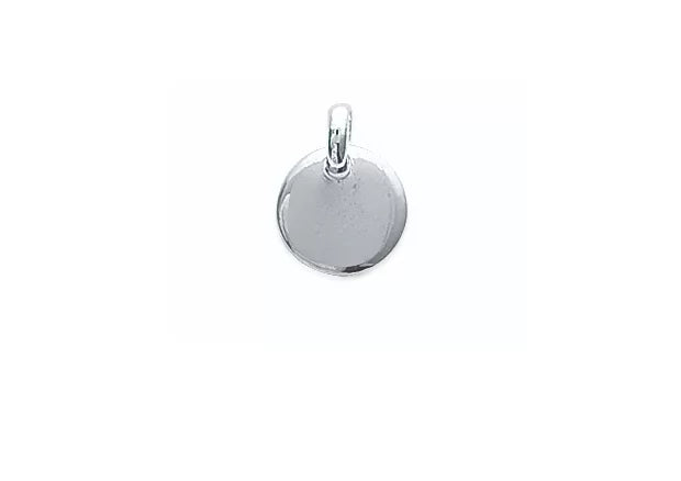 Pendentif médaille ronde lisse 10 mm enfant en argent 925, vue de face