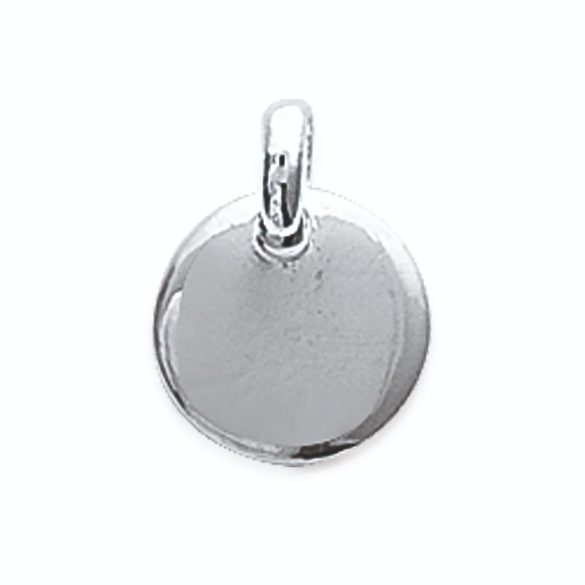 Pendentif médaille ronde lisse 10 mm enfant en argent 925 rhodié