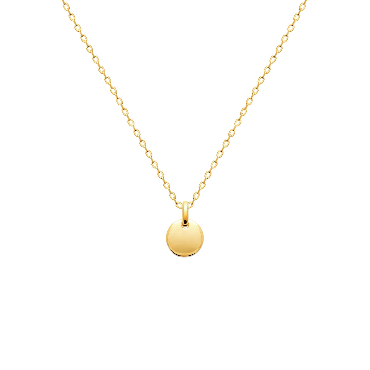 Pendentif médaille ronde lisse 10 mm enfant en plaqué or