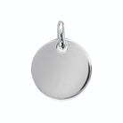 Pendentif médaille ronde lisse en argent rhodié