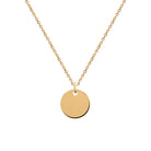 Pendentif médaille ronde lisse en plaqué or vu de profil
