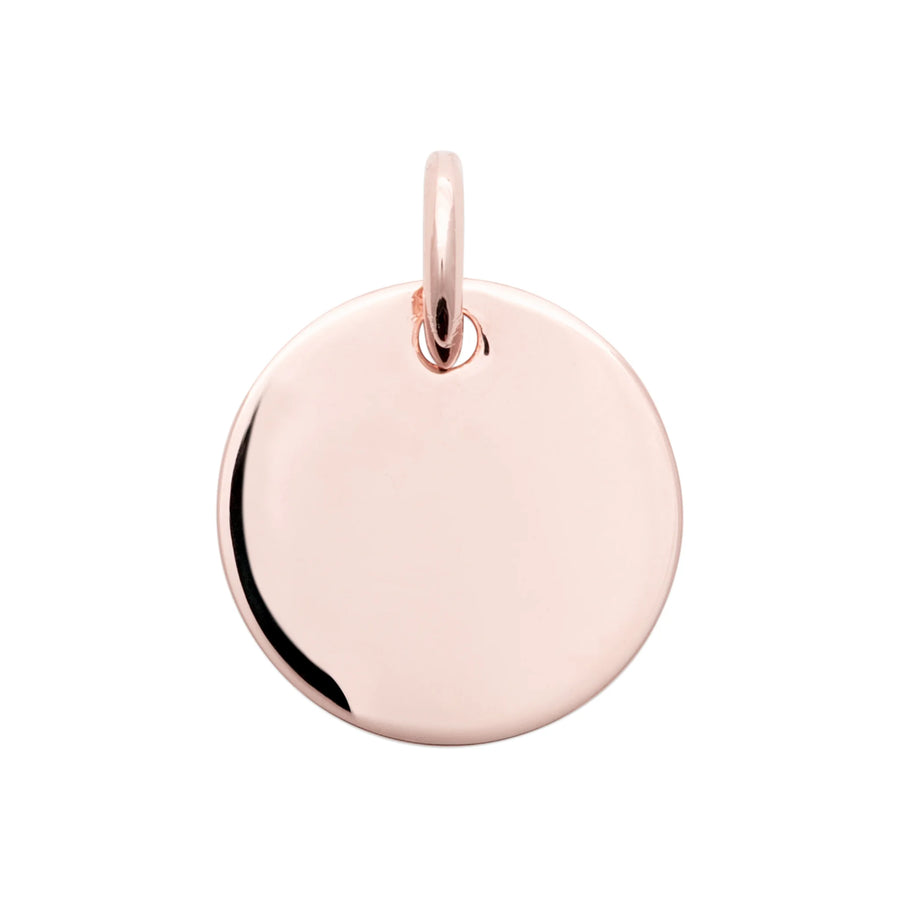 Pendentif médaille ronde lisse en plaqué or rose, vue de face