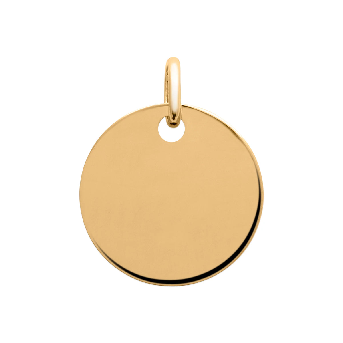 Pendentif médaille ronde lisse en plaqué or