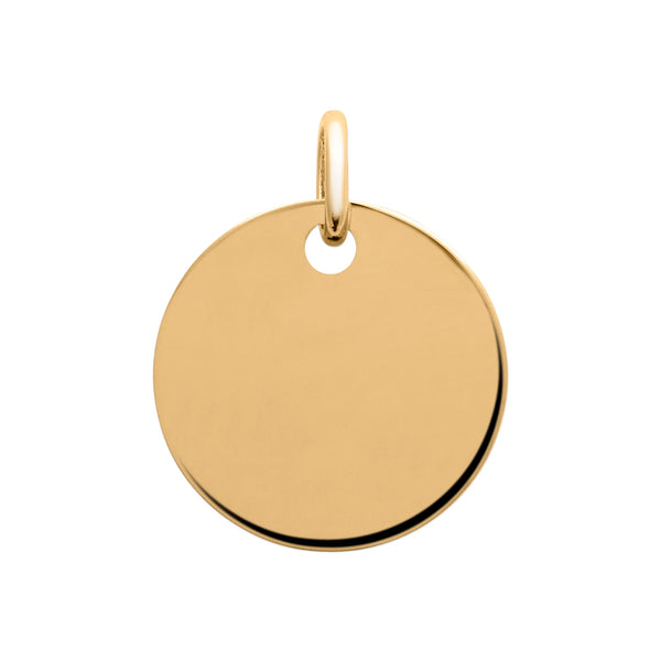 Pendentif médaille ronde lisse en plaqué or