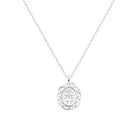 Pendentif médaille Vierge Marie miraculeuse ajourée en argent rhodié vu de profil