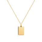 Pendentif petite plaque rectangulaire lisse en plaqué or vu de profil