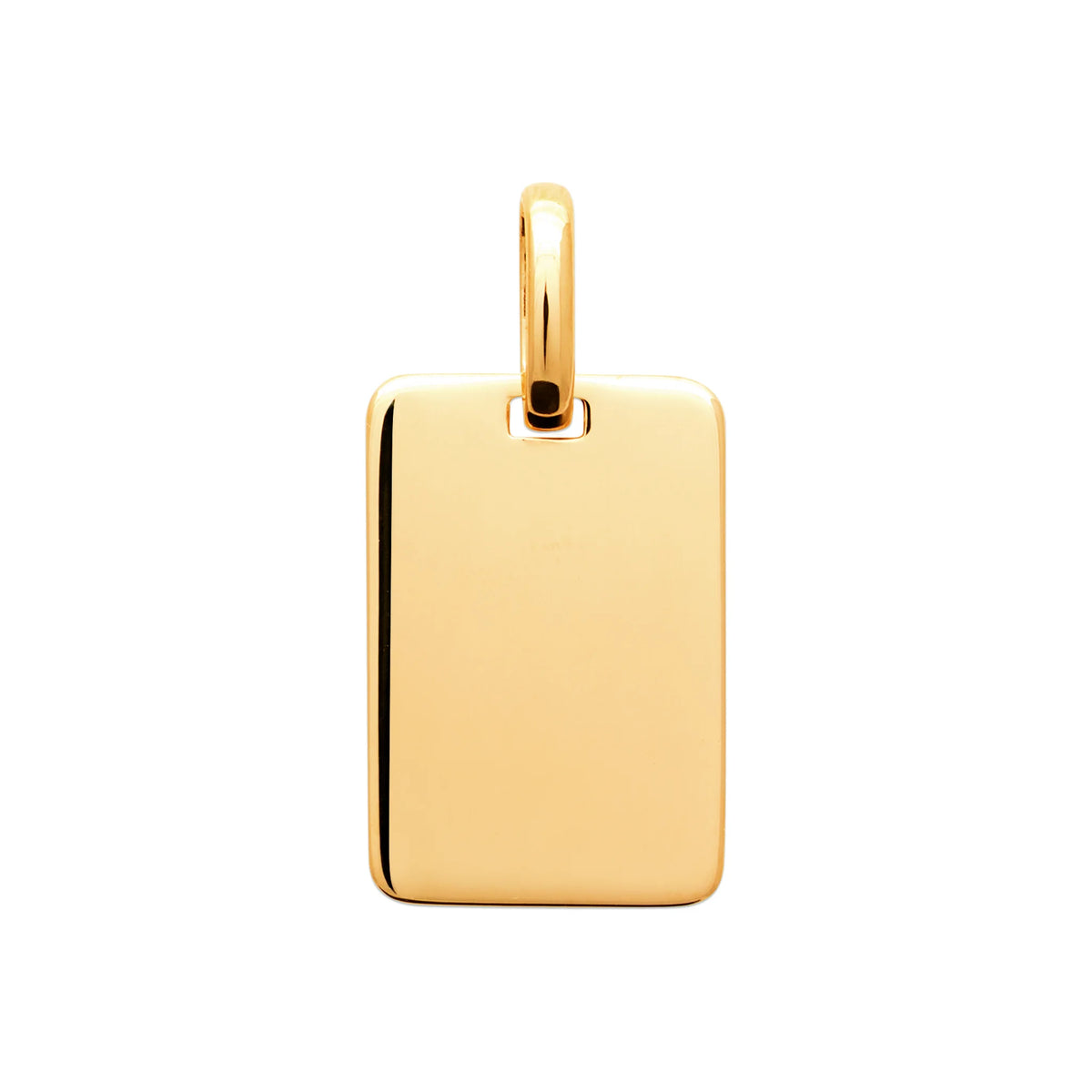 Pendentif petite plaque rectangulaire lisse en plaqué or