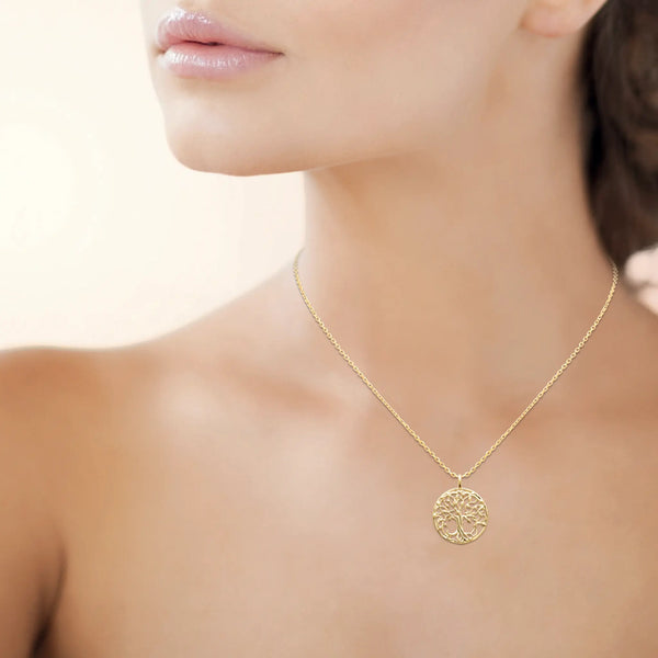 Pendentif arbre de vie ajouré en plaqué or 18 carats, autre vue