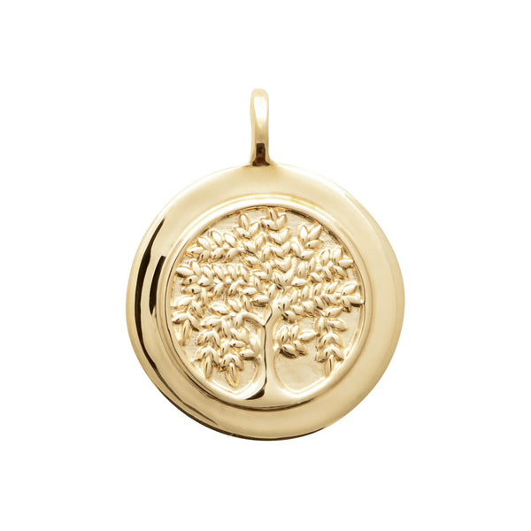 Pendentif Arbre de Vie Rond – Plaqué Or 18 Carats Sans chaîne