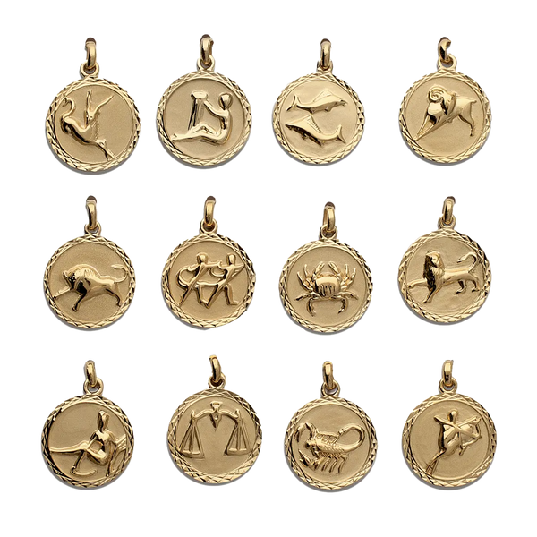 Pendentif Zodiaque – Plaqué Or 18 Carats – 12 Signes et chaîne au Choix