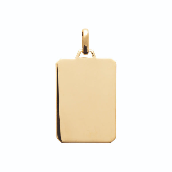 Pendentif plaque rectangulaire lisse en plaqué or