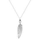 Pendentif plume ciselée en argent 925 vu de profil