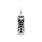 Pendentif tiki ajouré sur pierre noire en argent rhodié