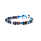 Bracelet ajustable 6 mm avec onyx , oeil de tigre et lapis