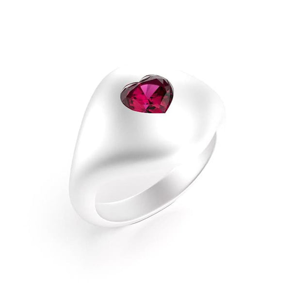 Bague femme argent 950 pierre fine cœur Grenat Rhodolite