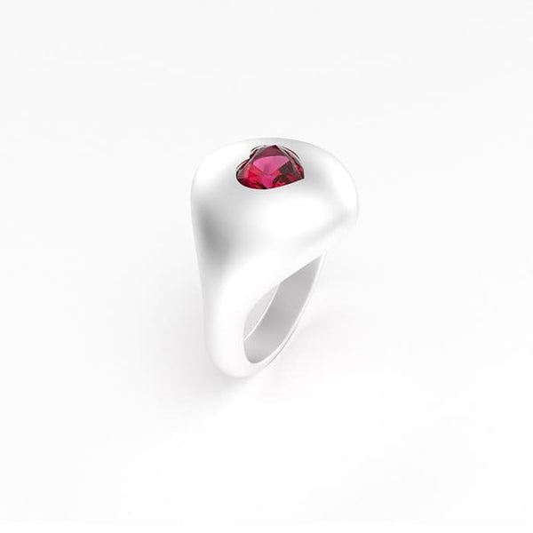 Bague femme argent 950 pierre fine cœur, autre vue