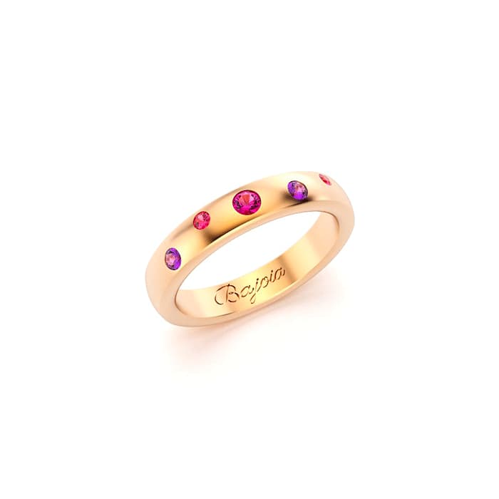 Bague Elisa or rose saphir violet rose
