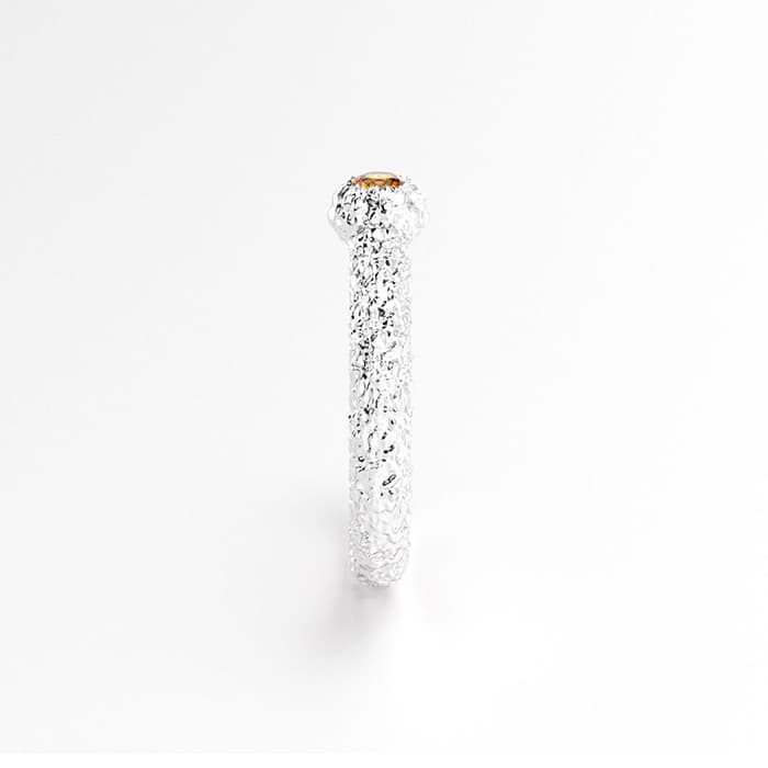 Bague santorin or blanc et grenat spéssartite