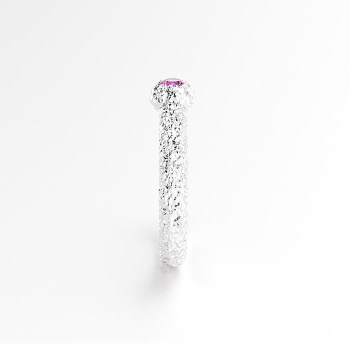 Bague santorin or blanc et saphir rose