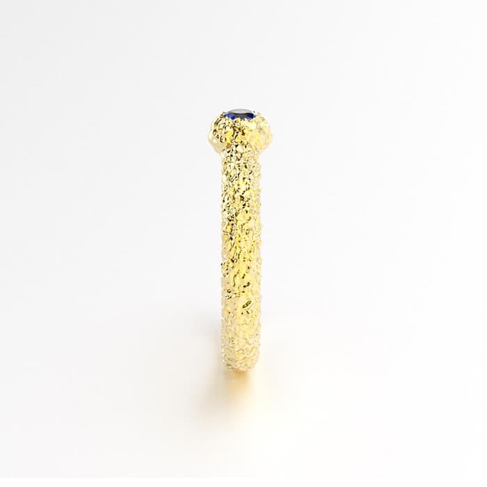  Bague santorin or jaune et saphir bleu