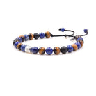 Bracelet ajustable 6 mm avec onyx , oeil de tigre et lapis