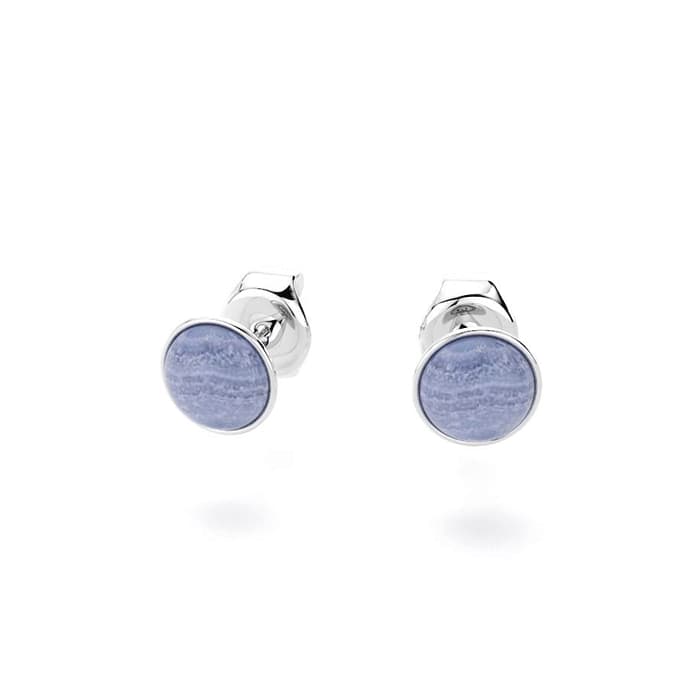 Puce d'oreille en argent avec calcédoines